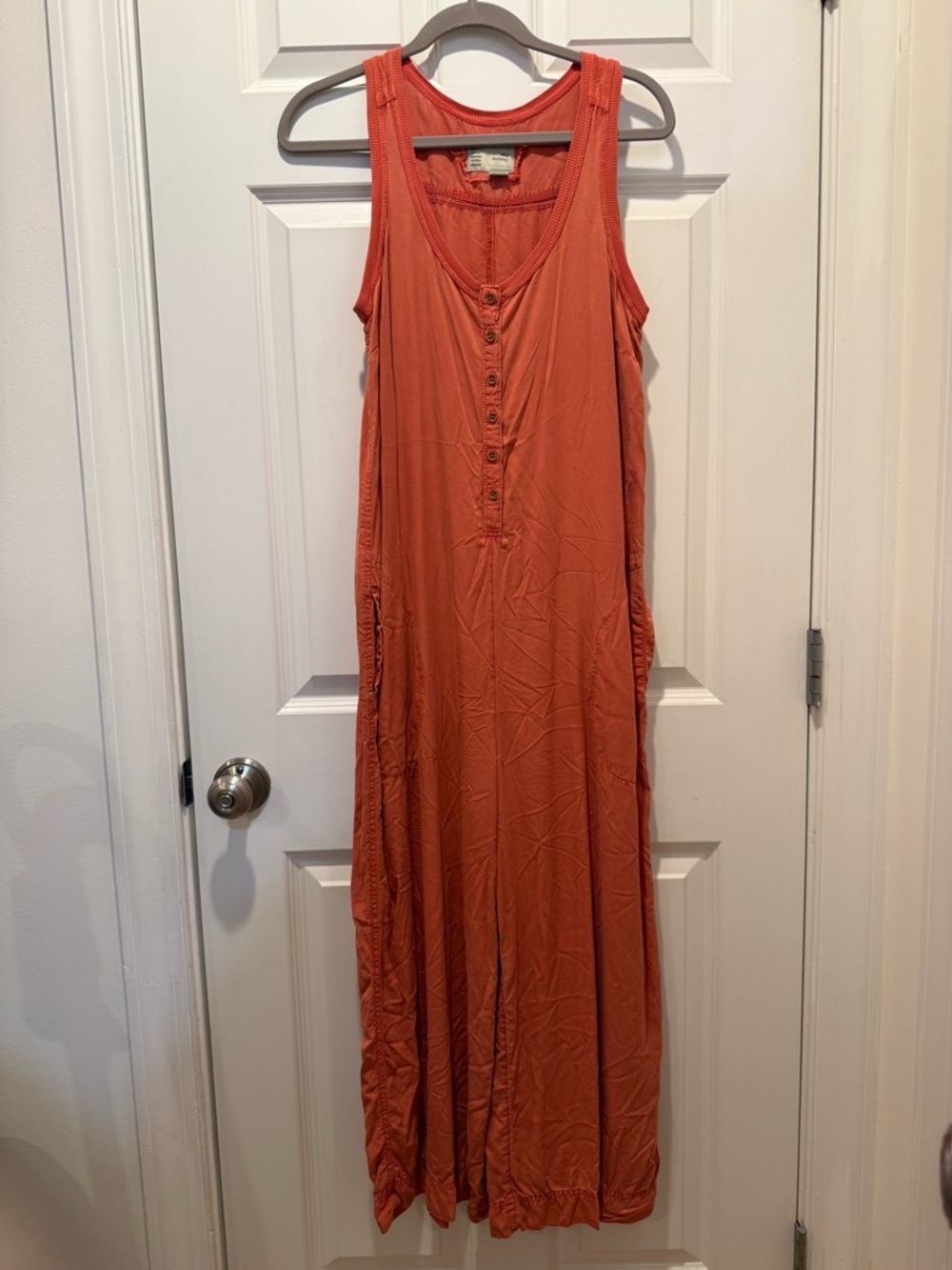 Anthropology Saturday Sunday Sleeveless Red Romper with Button Front